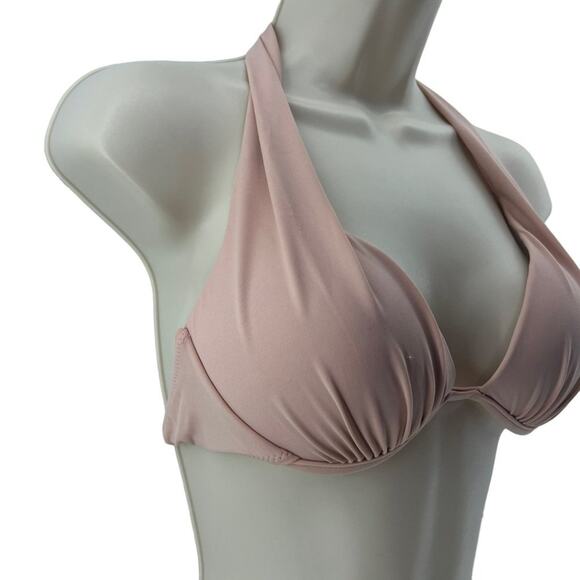 Ree Bees Swimwear Powder Pink Clamshell Bikini Top Tie Womens Size Small - Picture 2 of 5